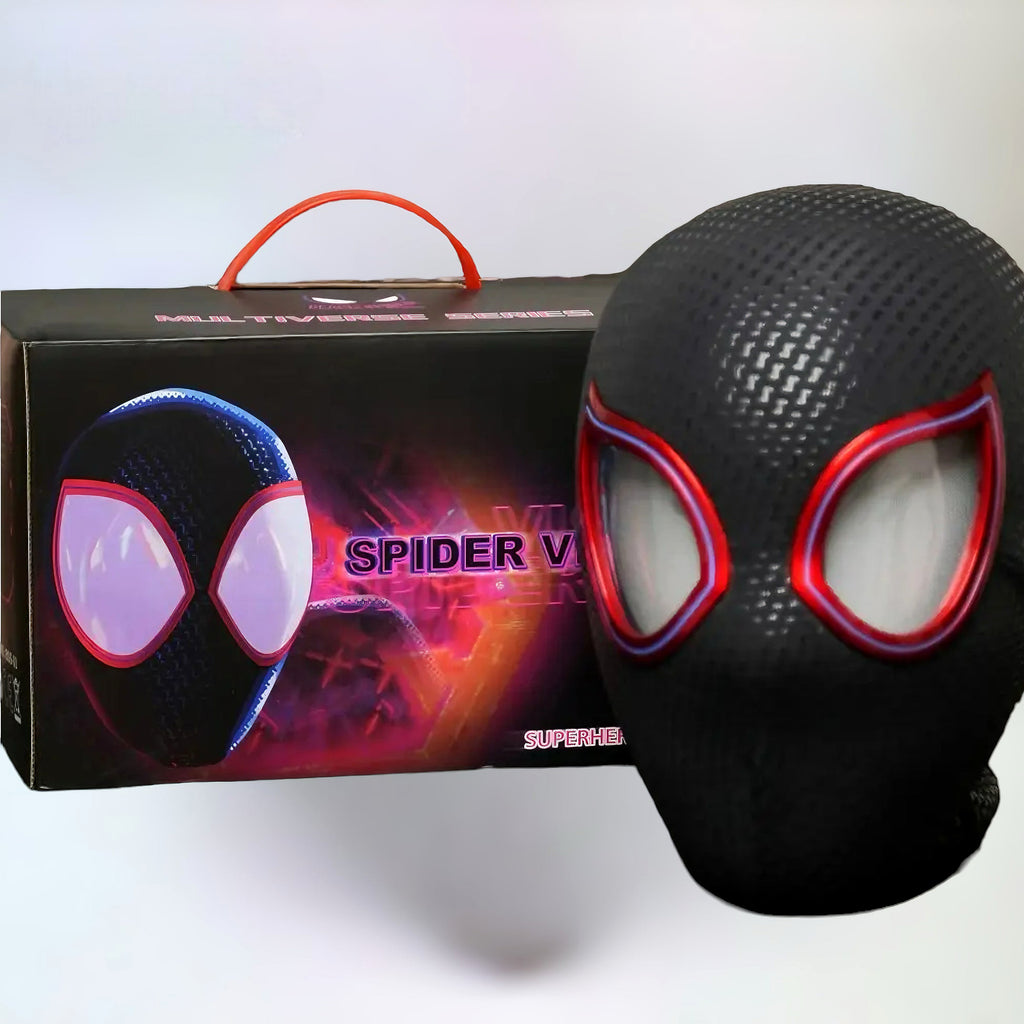 “MilesVerse” Handmade Head-Worn Spider Face Mask with Flashing Eyes – Motion Blink + LED Light