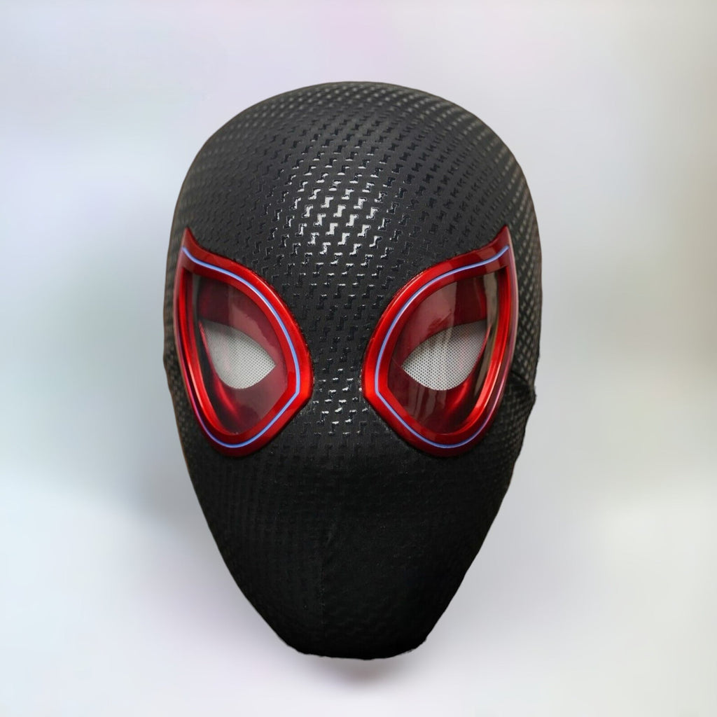 “MilesVerse” Handmade Head-Worn Spider Face Mask with Flashing Eyes – Motion Blink + LED Light